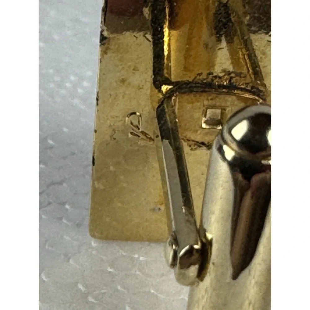 Anson gold tone rectangular cuff links and tie pin clear‎ stone
